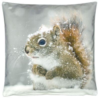Eichhörnchen Schnee 40x40 cm Kissenhülle Weihnachten Kissenbezug Kissen Winter