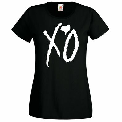 Blondie & Brownie Fun Damen T-Shirt Shirt XO Weeknd Starboy Love Herz Drugs Hug