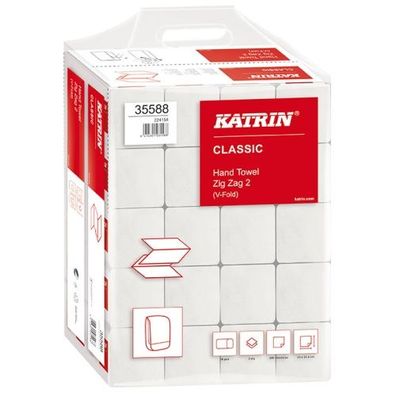 Katrin Classic Handtuchpapier Weiß 2-lagig ZZ/ V-Falz 4000 Blatt