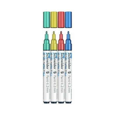 Schneider Metallicmarker Paint-It 2 mm 4er-Set blau, rot, gelb, grün