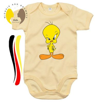 Blondie & Browie Fun Baby Strampler Body Shirt Tweetie Angry Vogel Tunes Looney