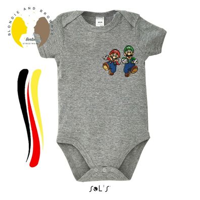 Blondie & Brownie Fun Baby Kinder Strampler Body Shirt Mario & Luigi Patch Yoshi