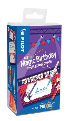 Pilot my Magic Birthday Cards "PARTY" Set mit FriXion Color Stift und Stempel