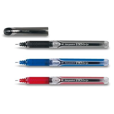 Pilot Hi-Tecpoint V10 Grip Tintenroller - 3er Set schwarz, blau, rot