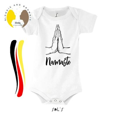 Blondie & Brownie Fun Baby Strampler Body Shirt Namaste Yoga Spiritualität Peace