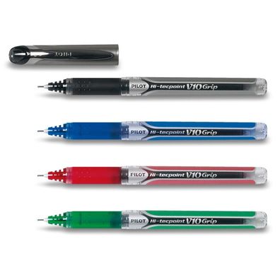 Pilot Hi-Tecpoint V10 Grip Tintenroller - 4er-Set blau, schwarz, rot, grün