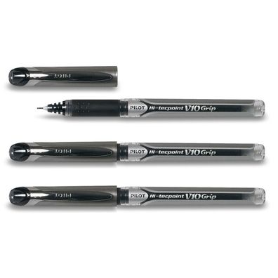 Pilot Hi-Tecpoint V10 Grip Tintenroller schwarz - 3er-Set