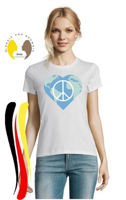 Blondie & Brownie Damen Fun Shirt World Peace Liebe No War Freedom Love Achtsam