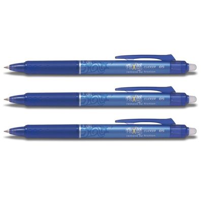 Pilot Frixion Clicker 0.5 Tintenroller 3er-Set blau