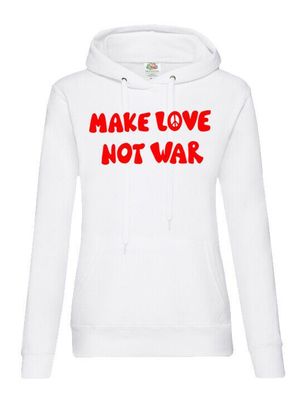 Blondie & Brownie Damen Hoodie Pullover Make Love Not War Peace Welt Frieden