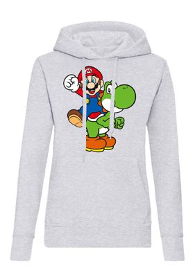Blondie & Brownie Damen Hoodie Kapuzenpullover Mario und Yoshi Nintendo Luigi