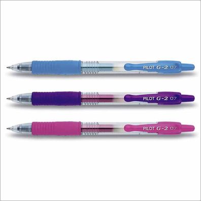 Pilot G2-07 Gelschreiber - 3er-Set hellblau, violett, pink