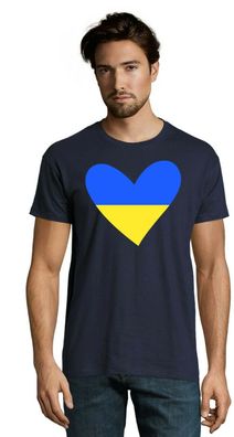 Blondie & Brownie Herren T-Shirt Shirt Ukraine Love Frieden Herz Peace No War
