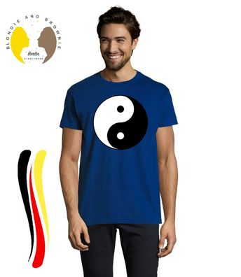Blondie & Brownie Herren T-Shirt Yin und Yang Zen Peace Yoga Achtsamkeit Freedom