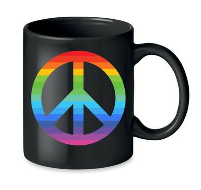Blondie & Brownie Fun Büro Kaffee Tasse Tee Becher Peace LGBTQ Gay Frieden Pride