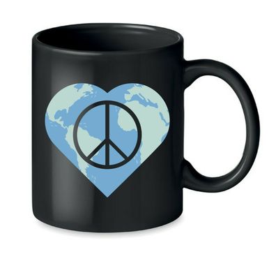 Blondie & Brownie Büro Kaffee Tasse Becher World Peace Liebe No War Freedom Love