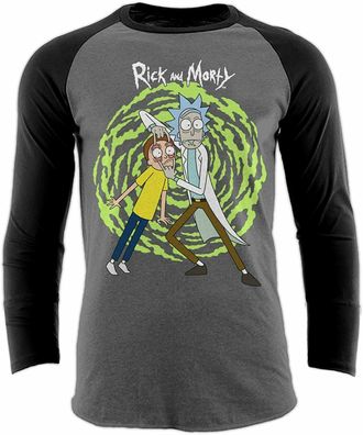 Rick and Morty - Spiral Baseball Shirt Charcoal/ Black (Unisex )