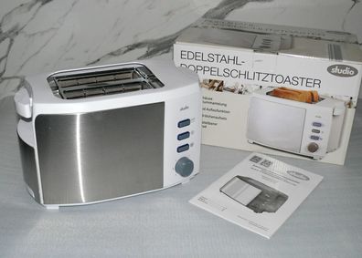 Studio GT-TDS-EDS-04 Toaster Doppelschlitz 1000W 7 Stufen Brotaufsatz Weiß Edels