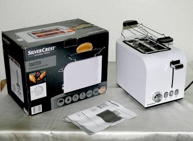 SC STS850E1 Designer Toaster Doppelschlitz 850W 7 Stufen LED Auftau Metall Weiß