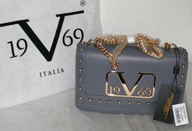 Versace VI20AI0040 Tracolla 19V69 Italia Leder Damen Schulter Tasche Grau Gold