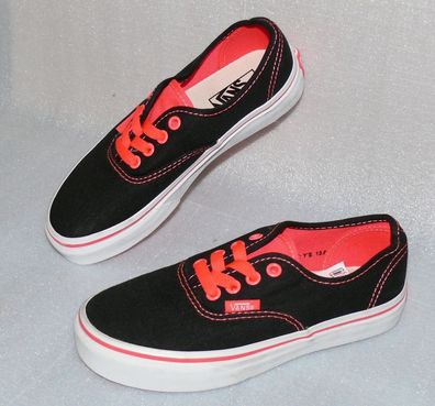 Vans Authentic K'S Canvas Kinder Schuhe Sneaker 31 UK 13 POP Schwarz Neon Rot