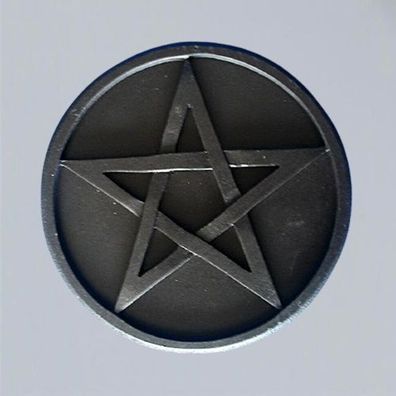 Altarpentakel Pentagramm schwarz Holz rund D: 20 cm Handgeschnitzt