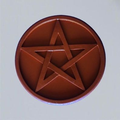 Altarpentakel Pentagramm braun Holz rund D: 20 cm Handgeschnitzt