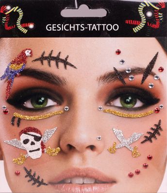 Gesichts Tattoo Pirat Seeräuber Schminke Kostüm Karneval Fasching Halloween