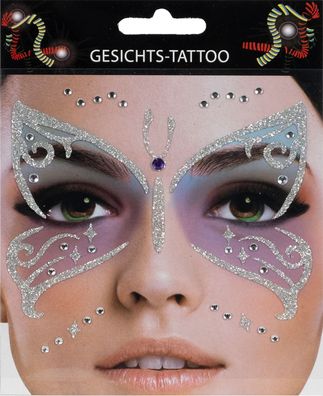 Gesichts Glitzer Tattoo Schmetterling Fee Schminke Karneval Fasching Kinderparty