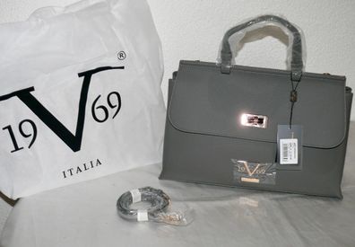 Versace VI20AI0022 Patta 19 V 69 Italia Leder Damen Schulter Tasche Grey Gold