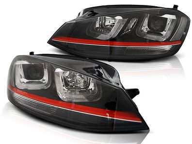 Scheinwerfer Tagfahrlicht VW GOLF 7 12-17 U-TYPE Schwarz MIT RED LINE GTI LOOK