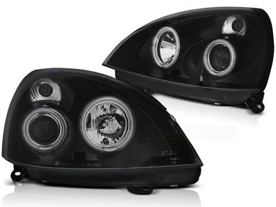 Scheinwerfer Dual Halo Felgen Renault CLIO II 06 01-09 05 ANGEL EYES CCFL Schwarz