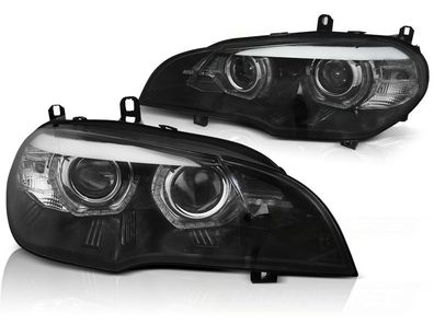 Scheinwerfer Xenon BMW X5 E70 07-13 ANGEL EYES LED TFL Schwarz AFS