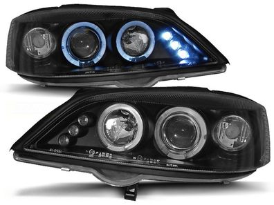 Scheinwerfer Dual Halo Felgen OPEL ASTRA G 02 98-02 04 ANGEL EYES Schwarz
