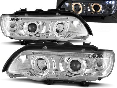 Scheinwerfer Dual Halo Felgen BMW X5 E53 09 99-10 03 ANGEL EYES CHROME