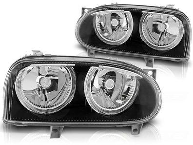 Scheinwerfer Dual Halo Felgen VW GOLF 3 09 91-08 97 ANGEL EYES Schwarz