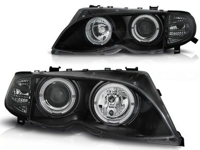 Scheinwerfer Dual Halo Felgen BMW E46 09 01-03 05 ANGEL EYES BLACK