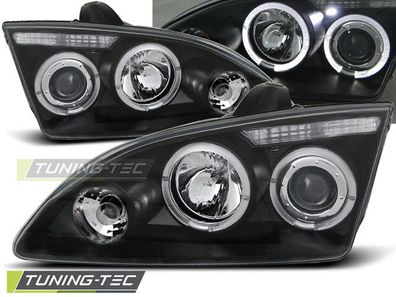 Scheinwerfer Dual Halo Felgen FORD FOCUS II 09.04-01.08 ANGEL EYES Schwarz