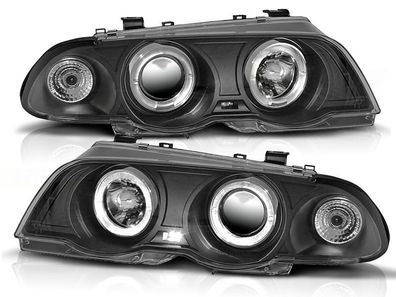 Scheinwerfer Dual Halo Felgen BMW E46 05 98-08 01 ANGEL EYES Schwarz