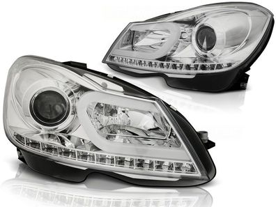 Scheinwerfer mit Standlicht Mercedes W204 11-14 CHROME Röhrenlicht