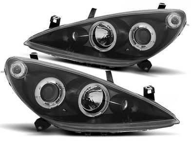 Scheinwerfer Dual Halo Felgen Peugeot 307 04 01-06 05 ANGEL EYES Schwarz