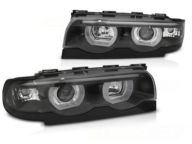 Scheinwerfer Dual Halo Felgen BMW E38 94-01 ANGEL EYES 3D Schwarz