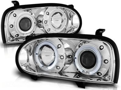 Scheinwerfer Dual Halo Felgen VW GOLF 3 09 91-08 97 ANGEL EYES CHROME