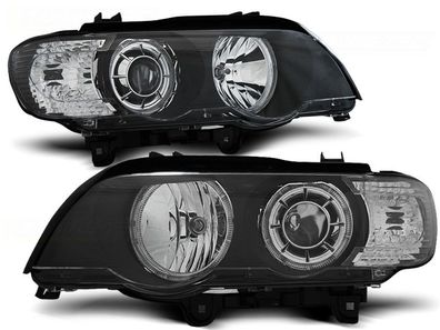 Scheinwerfer Xenon BMW X5 E53 09 99-10 03 LED ANGEL EYES Schwarz