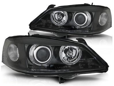 Scheinwerfer Dual Halo Felgen OPEL ASTRA G 09 97-02 04 ANGEL EYES Schwarz