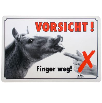 Stalltafel, Hinweisschild "Vorsicht! Finger weg!", Kunststoff Boxenschild