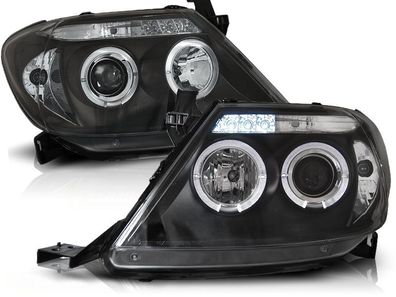 Scheinwerfer Dual Halo Felgen TOYOTA HILUX 05-11 ANGEL EYES Schwarz