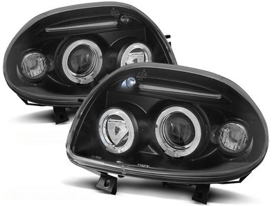 Scheinwerfer Dual Halo Felgen Renault CLIO II 09 98-05 01 ANGEL EYES Schwarz