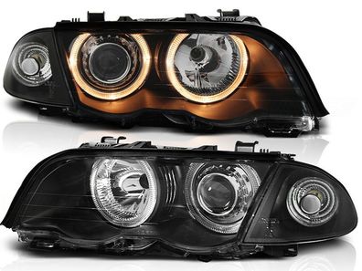 Scheinwerfer Dual Halo Felgen BMW E46 05 98-08 01 S/ T ANGEL EYES Schwarz