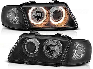 Scheinwerfer Dual Halo Felgen AUDI A3 08 96-08 00 ANGEL EYES Schwarz